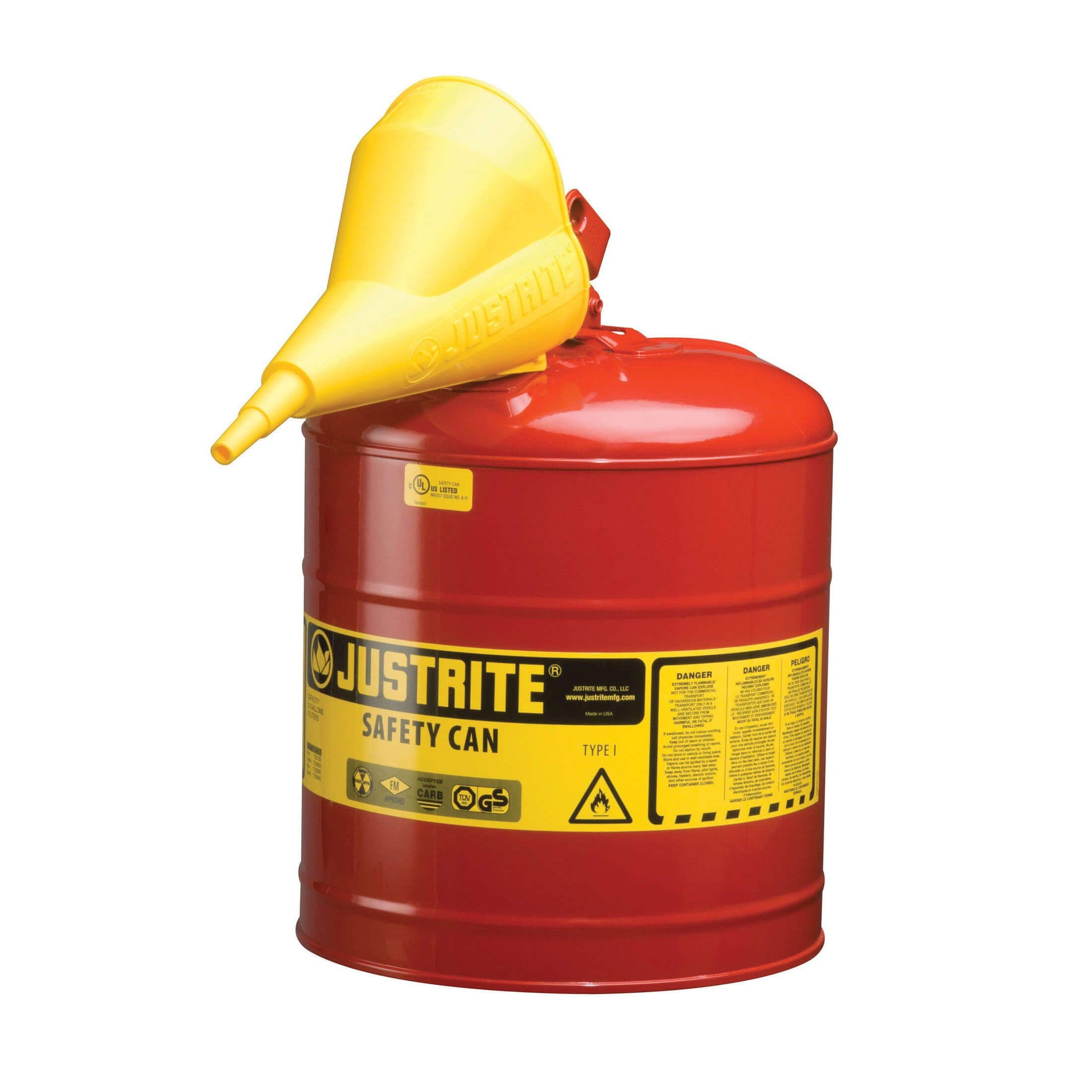 Justrite® 7150110 Type I Safety Can with Swinging Handle, Stainless Steel Flame Arrester (5)