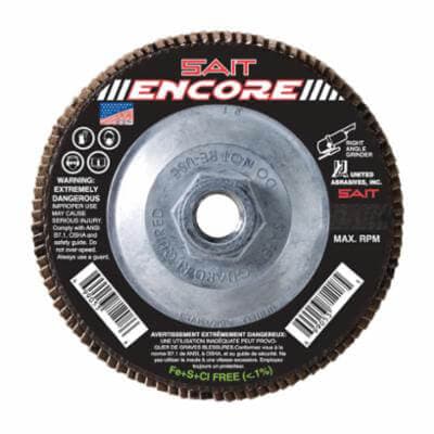 SAIT® Encore 71219 Close High Performance Regular Density Coated Abrasive Flap Disc, 4-1/2 in dia, 80 Grit, Medium Grade, Zirconia Alumina Abrasive (2)