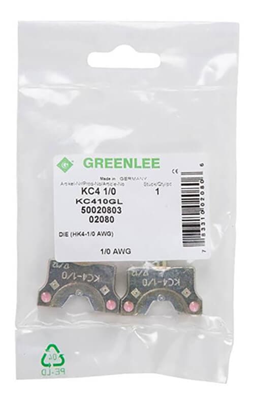Greenlee® KC4-1/0 Crimping Die Set, for Use With 4 ton EK410L Tool, Service Entrance Connector, Copper, Pink (2)