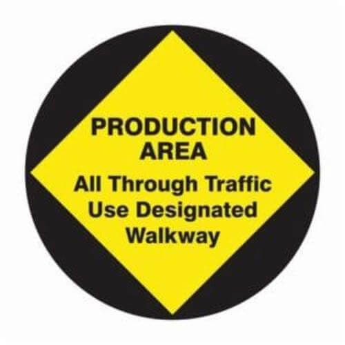 Accuform® MFS717 Floor Sign, NO Header, Text Legend: PRODUCTION AREA - ALL THROUGH TRAFFIC USE DESIGNATED WALKWAY
