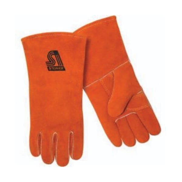 Steiner® 2119Y-X General Duty Stick Welding Gloves, XL, Standard Select Shoulder Side Split Cowhide Leather/Kevlar® Stitching, Brown/Rust (2)