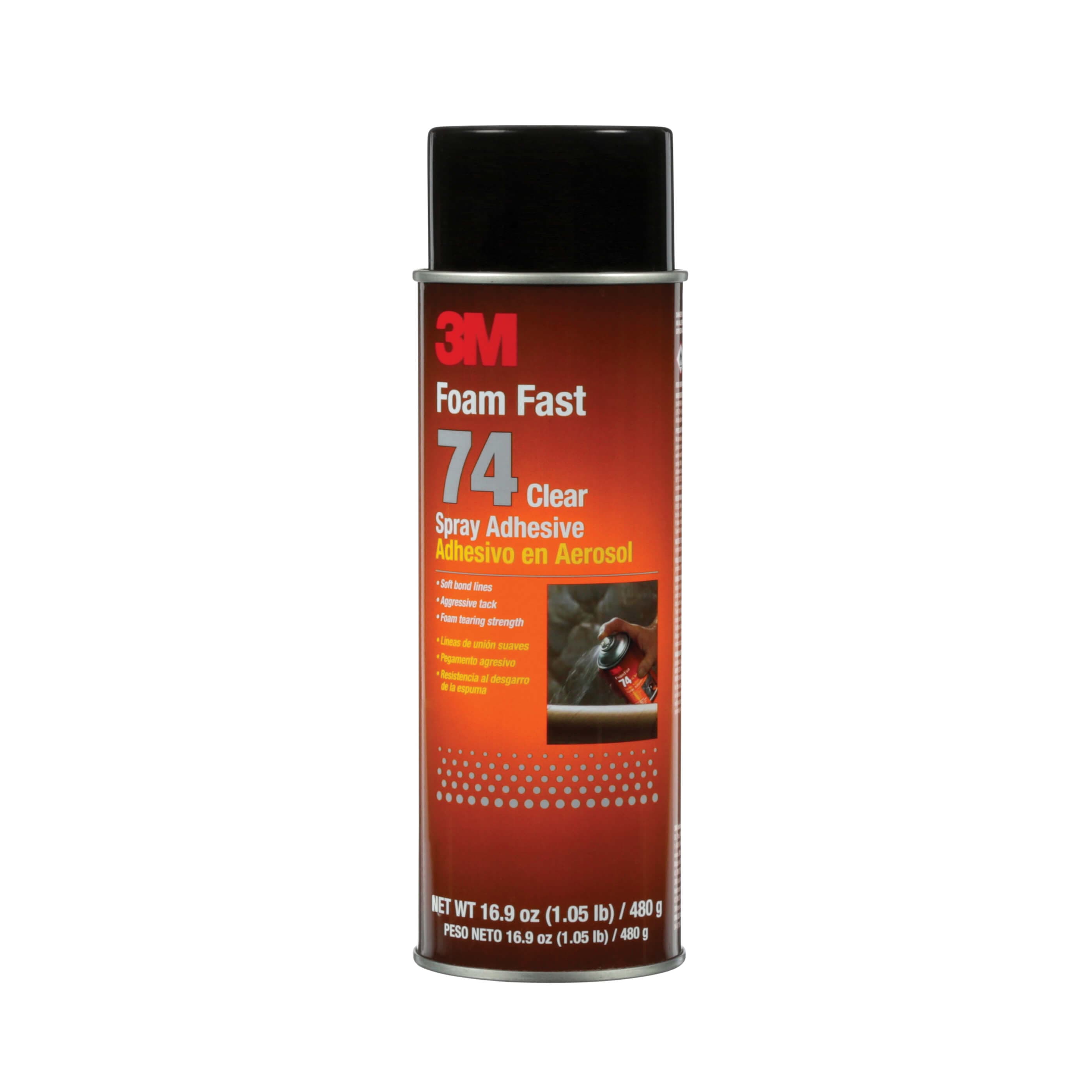 3M™ 7000121435 Foam Fast 74 Synthetic Elastomer Spray Adhesive, 24 fl-oz Aerosol Can, 0.71 Specific Gravity (2)