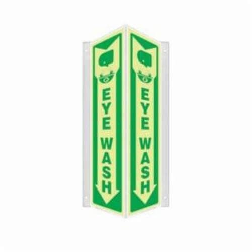 Accuform® PSP806 Projection Sign, 3D, Header: NO Header, Legend: EYE WASH (ARROW DOWN), 0.1 in Lumi-Glow™ Plastic, 18 in Height, 4 in Width