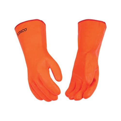 Kinco® 4184-L General Purpose Gloves, L, PVC Palm, PVC, Hi-Viz Orange, Gauntlet Cuff Cuff, PVC Coating