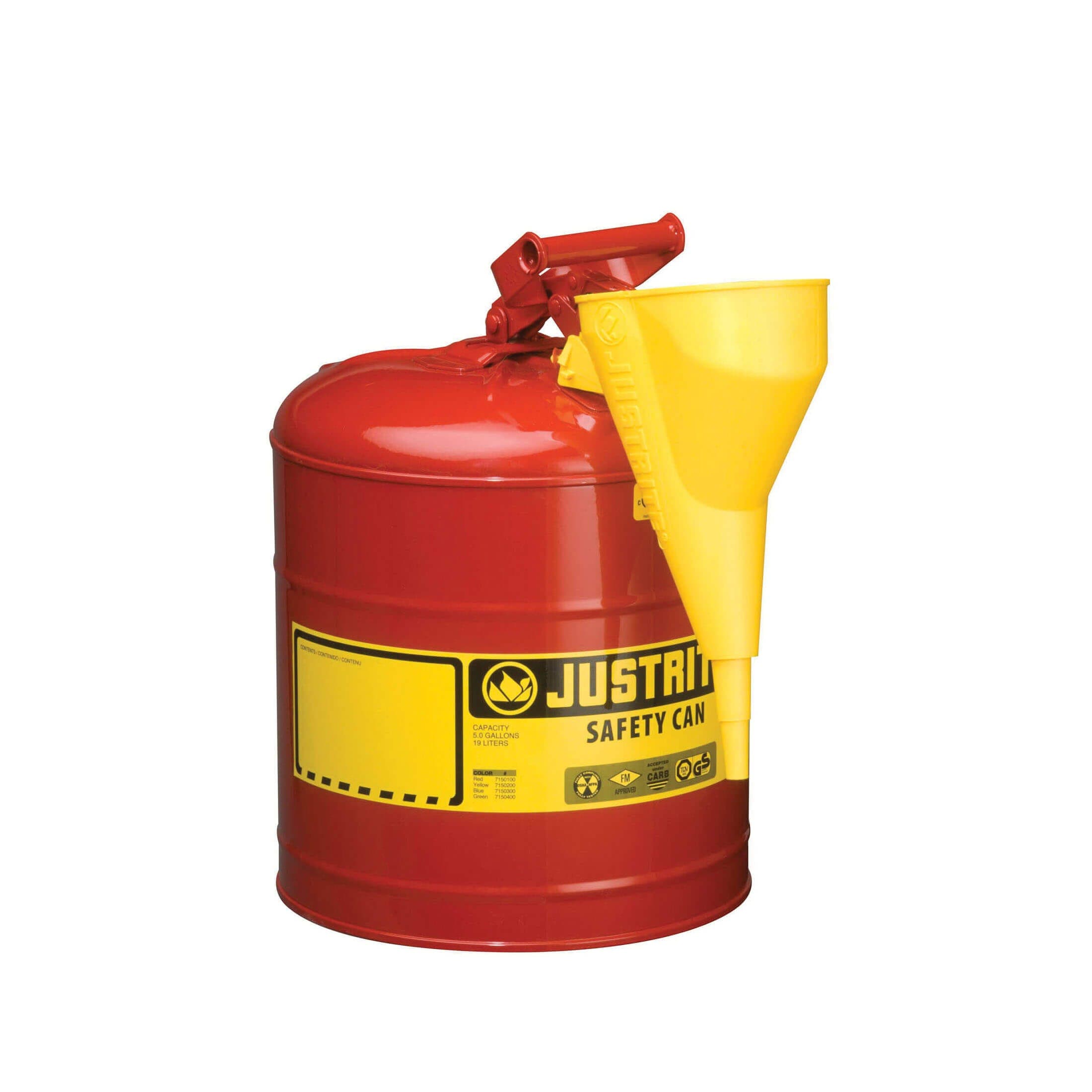 Justrite® 7150110 Type I Safety Can with Swinging Handle, Stainless Steel Flame Arrester (4)