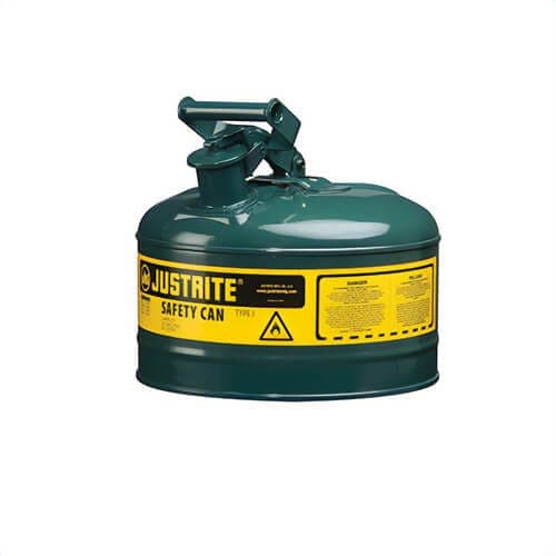 Justrite® 7125400 Type I Safety Can with Swinging Handle, 2.5 gal Capacity, Green