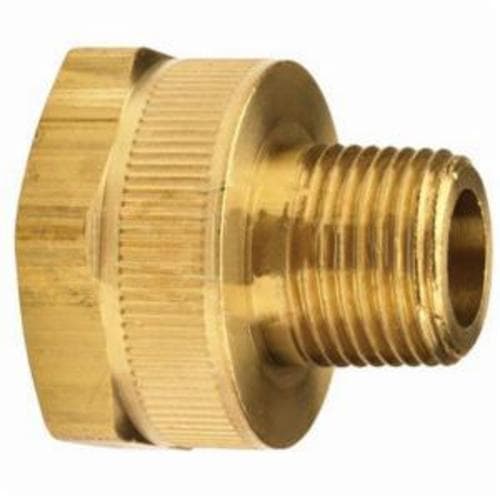 Dixon® 5031208C BMA Garden Hose Adapter, 3/4-11-1/2 x 1/2 in Nominal, FGHT x MNPTF End Style, 1-3/16 in Hex, CDA 360 Brass