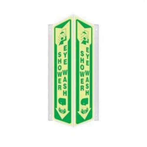 Accuform® PSP803 Projection Sign, 3D, Header: NO Header, Legend: SHOWER/EYE WASH (ARROW DOWN), 0.1 in Lumi-Glow™ Plastic, 18 in Height, 4 in Width