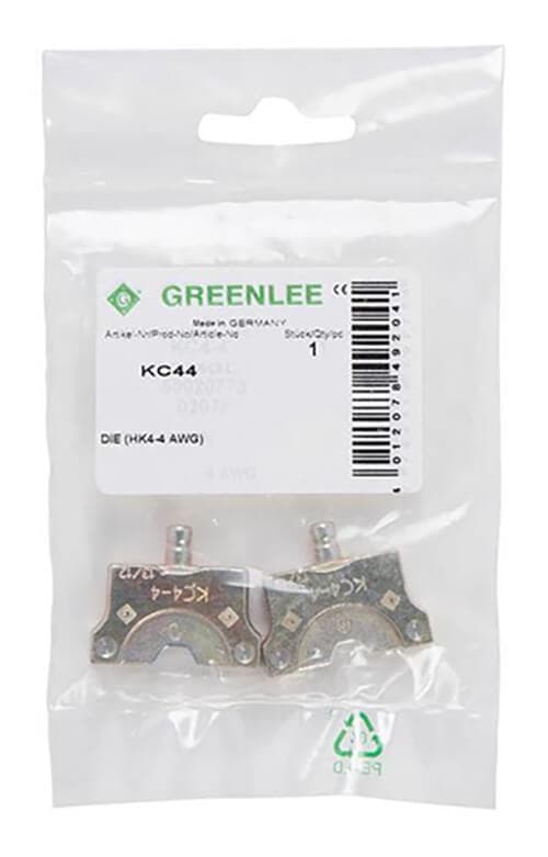 Greenlee® KC4-4 Crimping Die Set, for Use With 4 ton EK410L Tool, Service Entrance Connector, Copper, Gray (2)