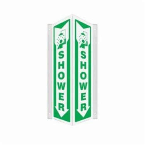 Accuform® PSP387 Projection Sign, 3D, Header: NO HEADER, Legend: SHOWER (ARROW DOWN), 0.1 in Plastic, 18 in Height, 4 in Width
