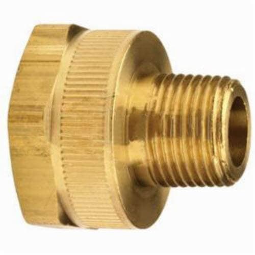 Dixon® 5031208C BMA Garden Hose Adapter, 3/4-11-1/2 x 1/2 in Nominal, FGHT x MNPTF End Style, 1-3/16 in Hex, CDA 360 Brass (2)