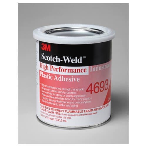 3M™ 7000046574 High Performance Plastic Adhesive, Can Container, 1 qt Can, 308 sq-ft/gal Coverage, -4°F Flash Point, Amber (2)