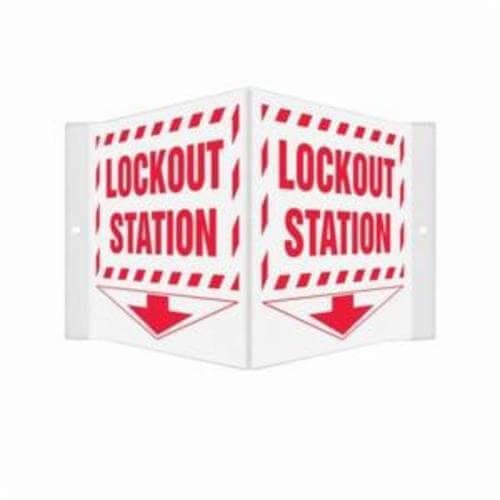 Accuform® PSP313 Projection Sign, 3D, NO HEADER, Text/Symbol Legend, LOCKOUT STATION (ARROW DOWN), 6 in H x 5 in W