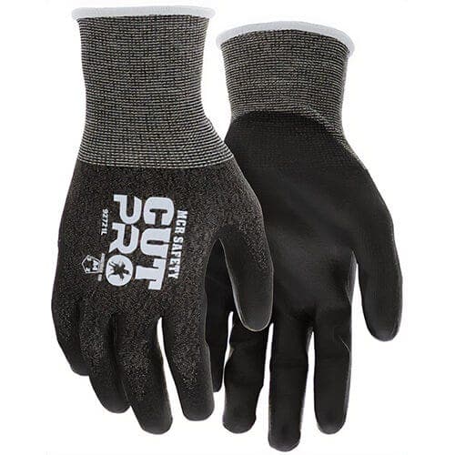MCR Safety 92721L CutPro® Cut Resistant Work Gloves, Large, Black, 21 Gauge, Coated Palm and Fingertips, ANSI Cut Level A4 (2)