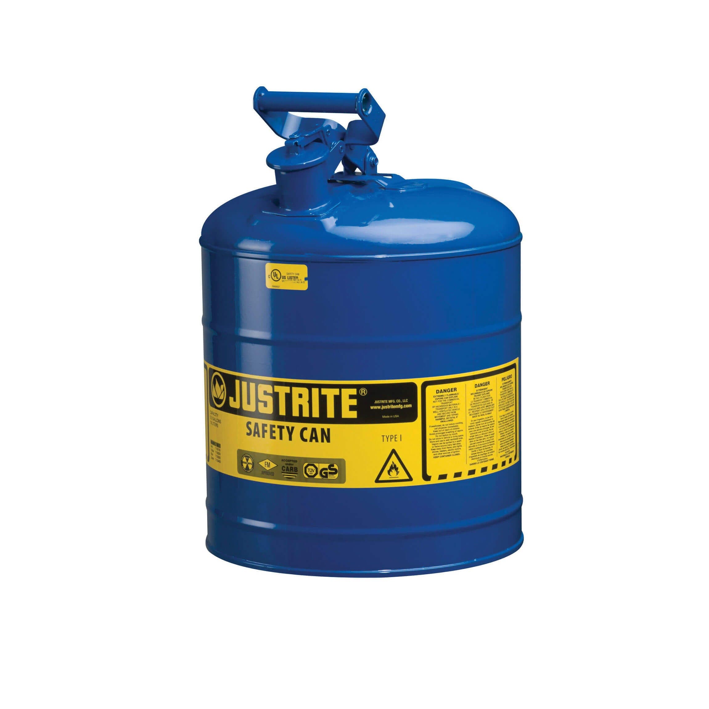 Justrite® 7150300 Type I Safety Can with Swinging Handle, 5 gal Capacity, Blue (2)